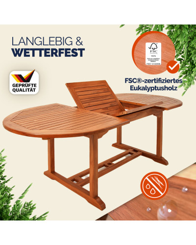 XL Gartentisch Eukalyptus ausziehbar 200 Zentimeter