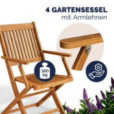 Gartenstuhl Sydney 4er Set | Akazie Massivholz FSC | Braun