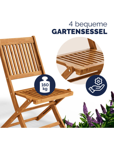 Gartenmöbel Set 5-tlg. Akazie Sydney Klappbar FSC