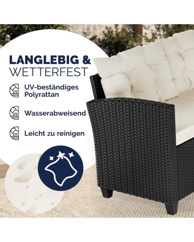 Polyrattan Ecklounge Lissabon mit 2 Stühlen