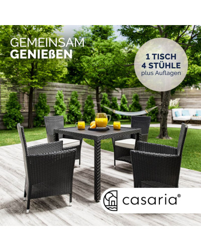 Gartenmöbel Set 5-tlg. Polyrattan WPC-Tisch Riga