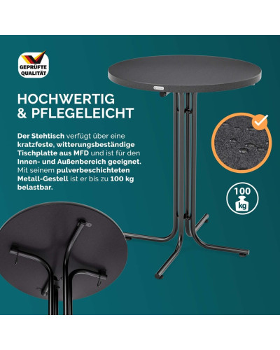 Stehtisch Set mit Husse Anthrazit Durchmesser 70 Zentimeter