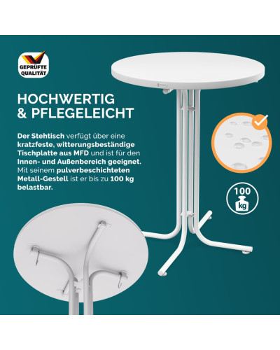 Stehtisch Weiß Ø70cm mit Husse Rot