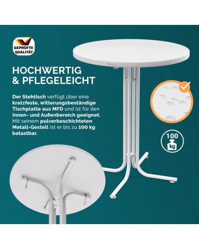 Stehtisch Weiß Ø80cm mit Husse Rot