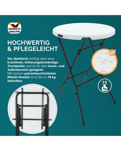 Stehtisch klappbar Ø72cm mit Husse Bordeaux