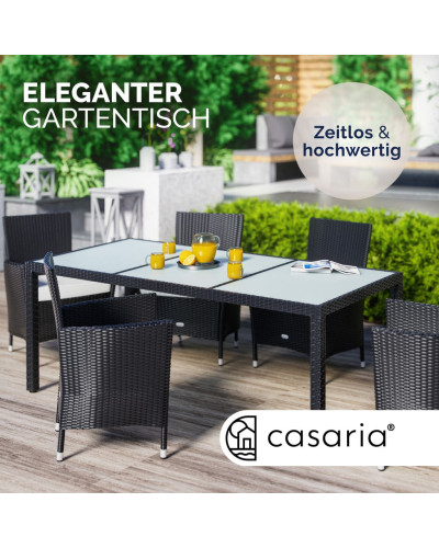 Black Polyrattan Garden Table 190 by 90 Centimetres
