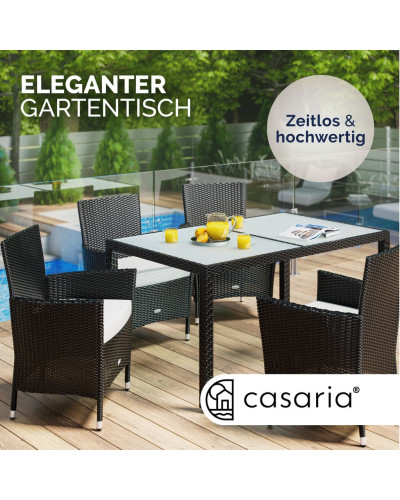 Black Polyrattan Garden Table 150 by 90 Centimetres