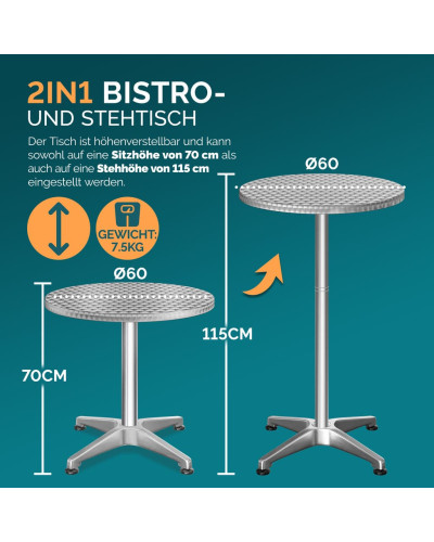 Stehtisch Aluminium höhenverstellbar Husse Rot