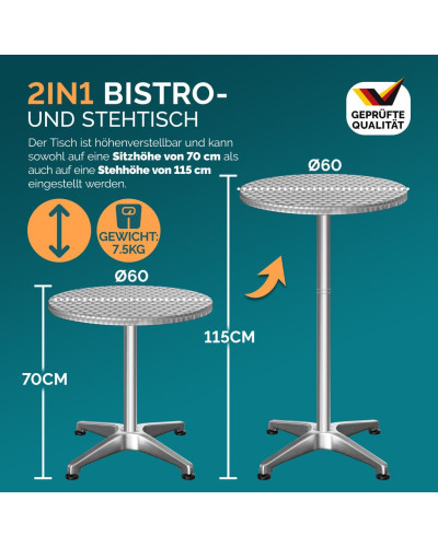 Stehtisch Aluminium Ø60cm mit Husse Rot