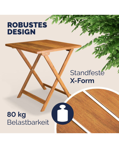Folding Acacia Wood Bistro Set 3-Piece