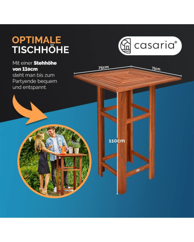 Bartisch-Set Akazienholz mit 2 Barhockern