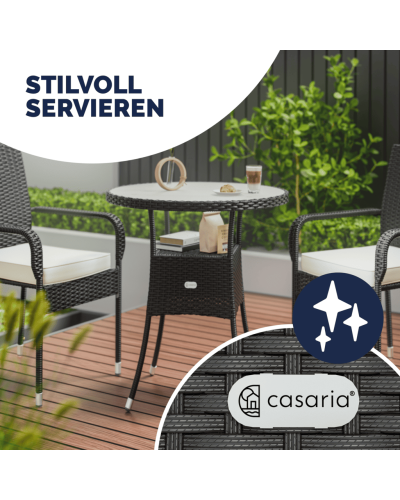 Polyrattan Tisch Bistro Rund Schwarz 60 Zentimeter