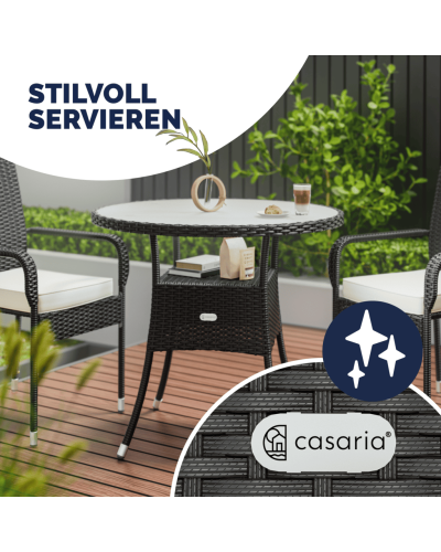 Polyrattan Tisch Eckig Schwarz 80 mal 80 Zentimeter