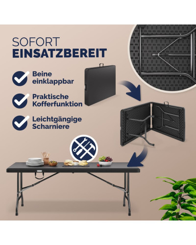 Gartentisch Rattan Optik 180 Zentimeter Schwarz