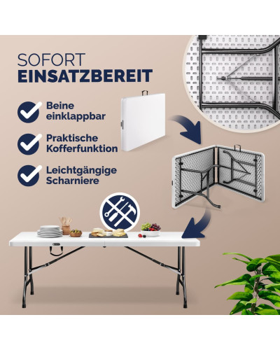 Buffet Klapptisch 220 Zentimeter wetterfest Weiß