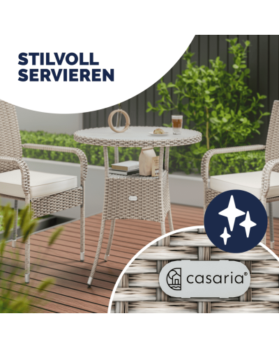Polyrattan Tisch Bistro Rund Creme 60 Zentimeter