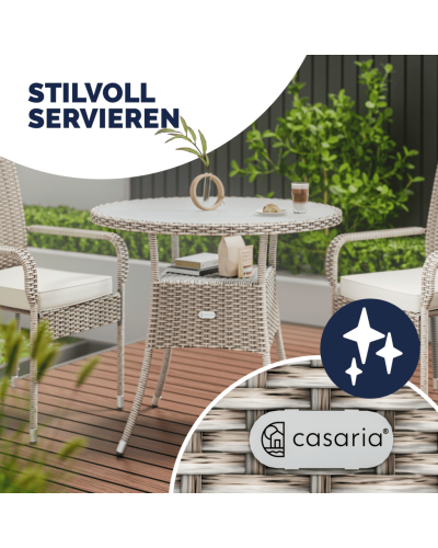 Polyrattan Tisch Eckig Creme 80 mal 80 Zentimeter