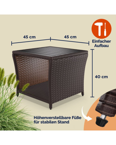 Beistelltisch Polyrattan Kunststoff Grau 45 Zentimeter