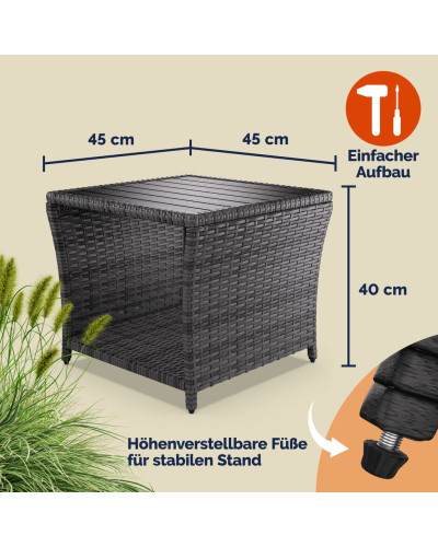 Beistelltisch Polyrattan Kunststoff Creme 45 Zentimeter