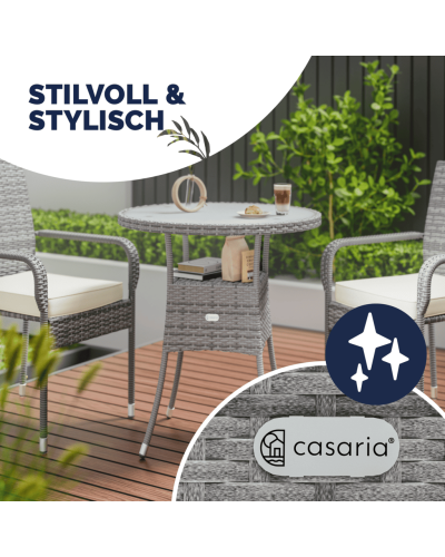 Polyrattan Tisch Bistro Rund Grau 60 Zentimeter