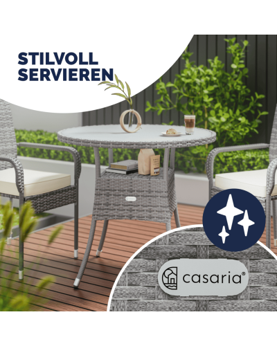 Polyrattan Tisch Eckig Grau 80 mal 80 Zentimeter