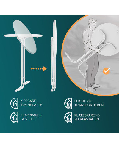 Stehtisch Set mit Husse Weiß Durchmesser 70 Zentimeter