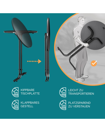 Stehtisch Set mit Husse Schwarz Durchmesser 70 Zentimeter