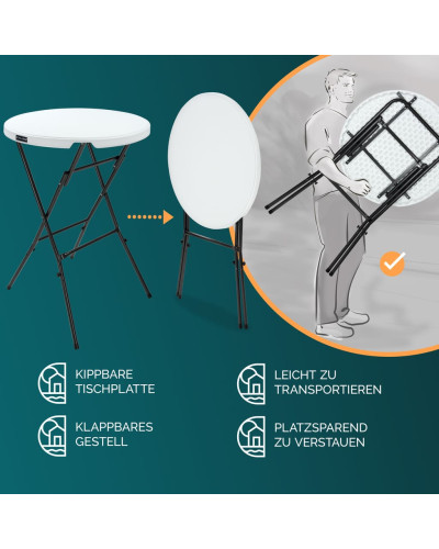 Stehtisch klappbar Ø72cm Husse Schwarz