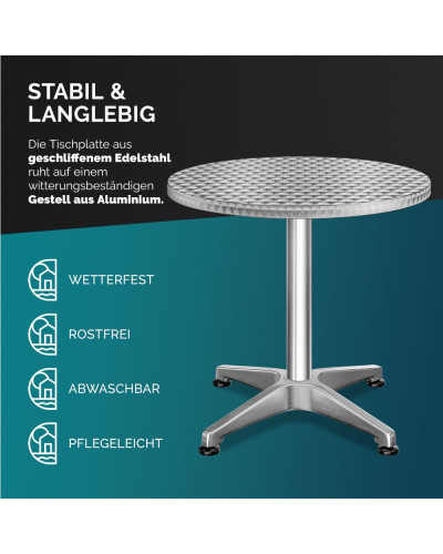 Bistrotisch Aluminium Silber höhenverstellbar