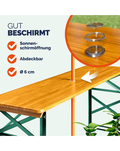 Adjustable Height Beer Table 170x50 cm Wood Folding 2-in-1