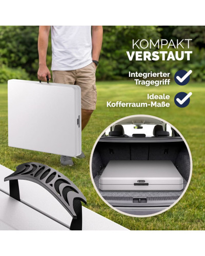 Buffet Klapptisch 220 Zentimeter wetterfest Weiß