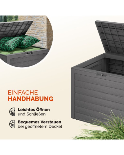 Auflagenbox Lille 190L Grau Holzoptik wetterfest