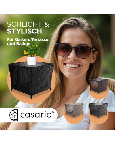 Beistelltisch Polyrattan Kunststoff Schwarz 45 Zentimeter