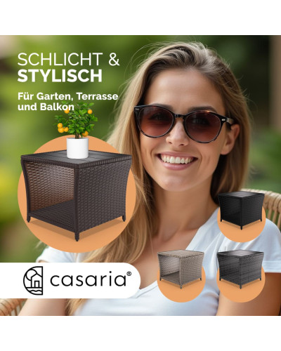 Beistelltisch Polyrattan Kunststoff Grau 45 Zentimeter