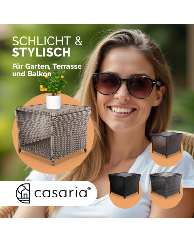 Beistelltisch Polyrattan Kunststoff Grau 45 Zentimeter