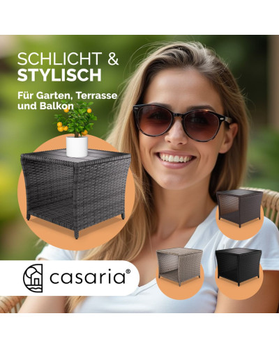 Beistelltisch Polyrattan Kunststoff Creme 45 Zentimeter
