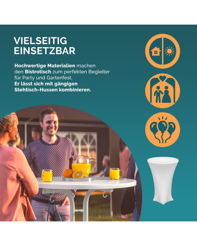 Stehtisch klappbar Weiß 80 Zentimeter wetterfest