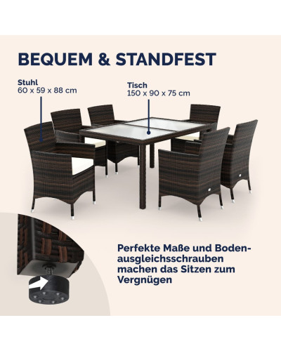 Polyrattan Gartenmöbel Set 7-tlg. inkl. Abdeckplane