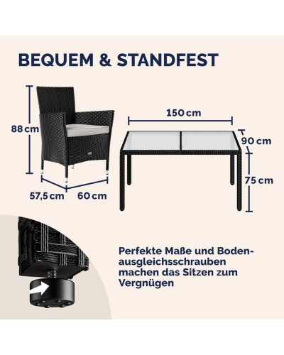 Polyrattan Gartenmöbel Set 7-tlg. inkl. Abdeckplane