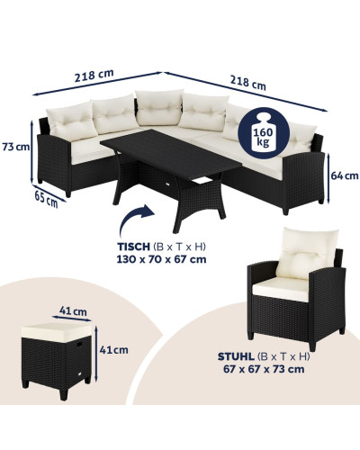 Polyrattan Ecklounge Schwarz WPC Gastronomie