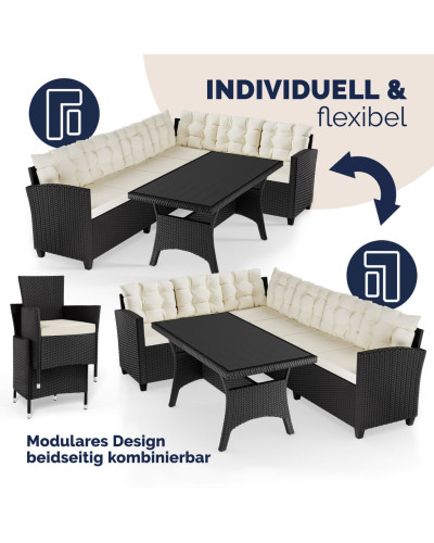 Polyrattan Ecklounge Lissabon mit 2 Stühlen