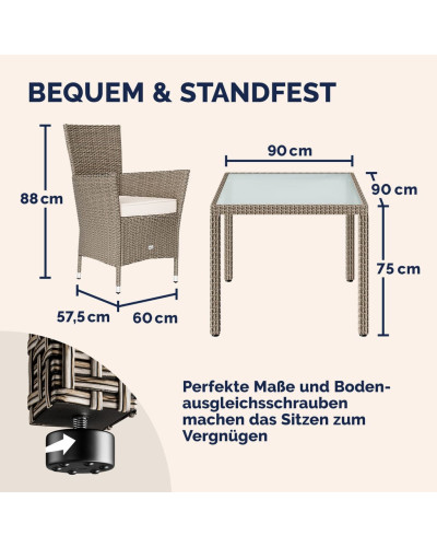 Balkonset 5-tlg. Polyrattan Bali Platzsparende Gruppe