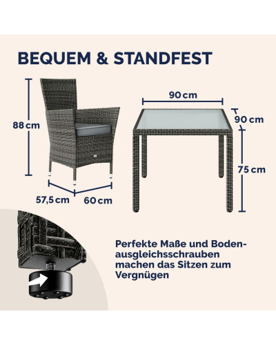 Balkonset 5-tlg. Polyrattan Bali Platzsparende Gruppe