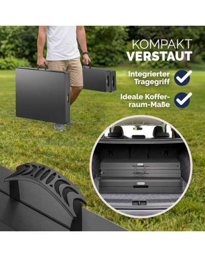 3-Piece Folding Picnic Set 180cm Anthracite Suitcase Design
