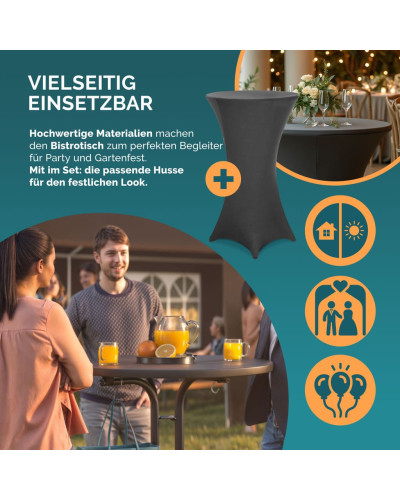 Stehtisch Set mit Husse Anthrazit Durchmesser 70 Zentimeter
