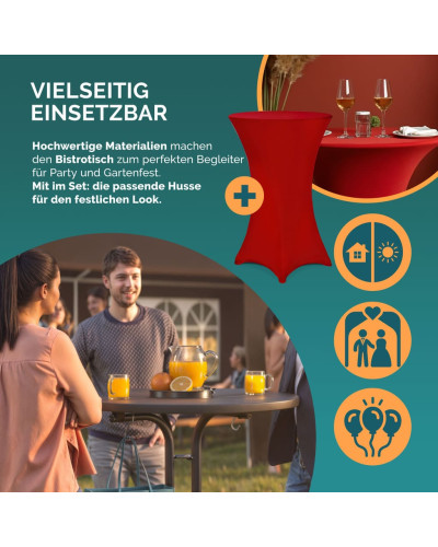 Stehtisch klappbar Ø70cm Grau mit Husse Rot