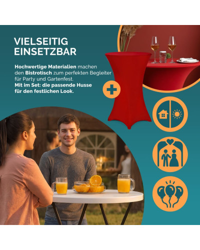 Stehtisch klappbar Ø72cm mit Husse Bordeaux