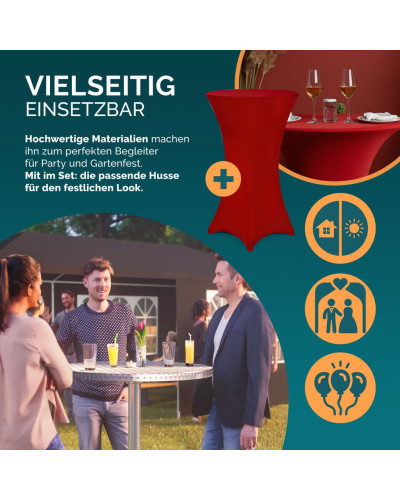 Stehtisch Aluminium Ø60cm mit Husse Rot