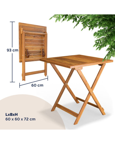 Folding Acacia Wood Bistro Set 3-Piece