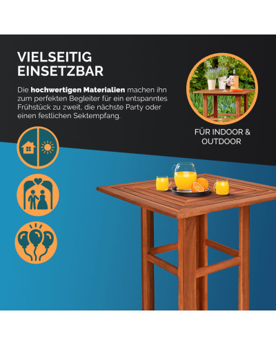 Bartisch-Set Akazienholz mit 2 Barhockern